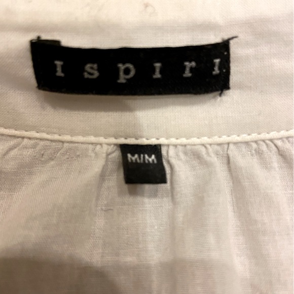 Ispiri brand white button blouse with rolled/buckle detail sleeves. - Picture 4 of 6
